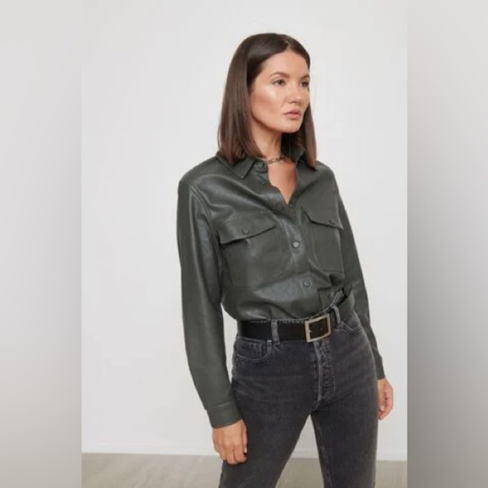 BNWT - Dynamite Faux leather shacket - Army Green